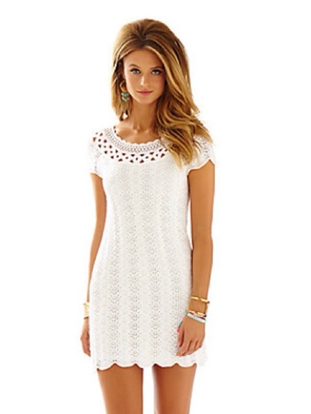 Lilly Pulitzer White Knit Short Sleeve Sweater Dress -